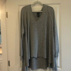 Gray sweater with hoodie
